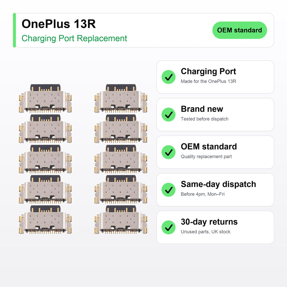 OnePlus 13R charging port key facts: brand new, tested, same-day UK dispatch