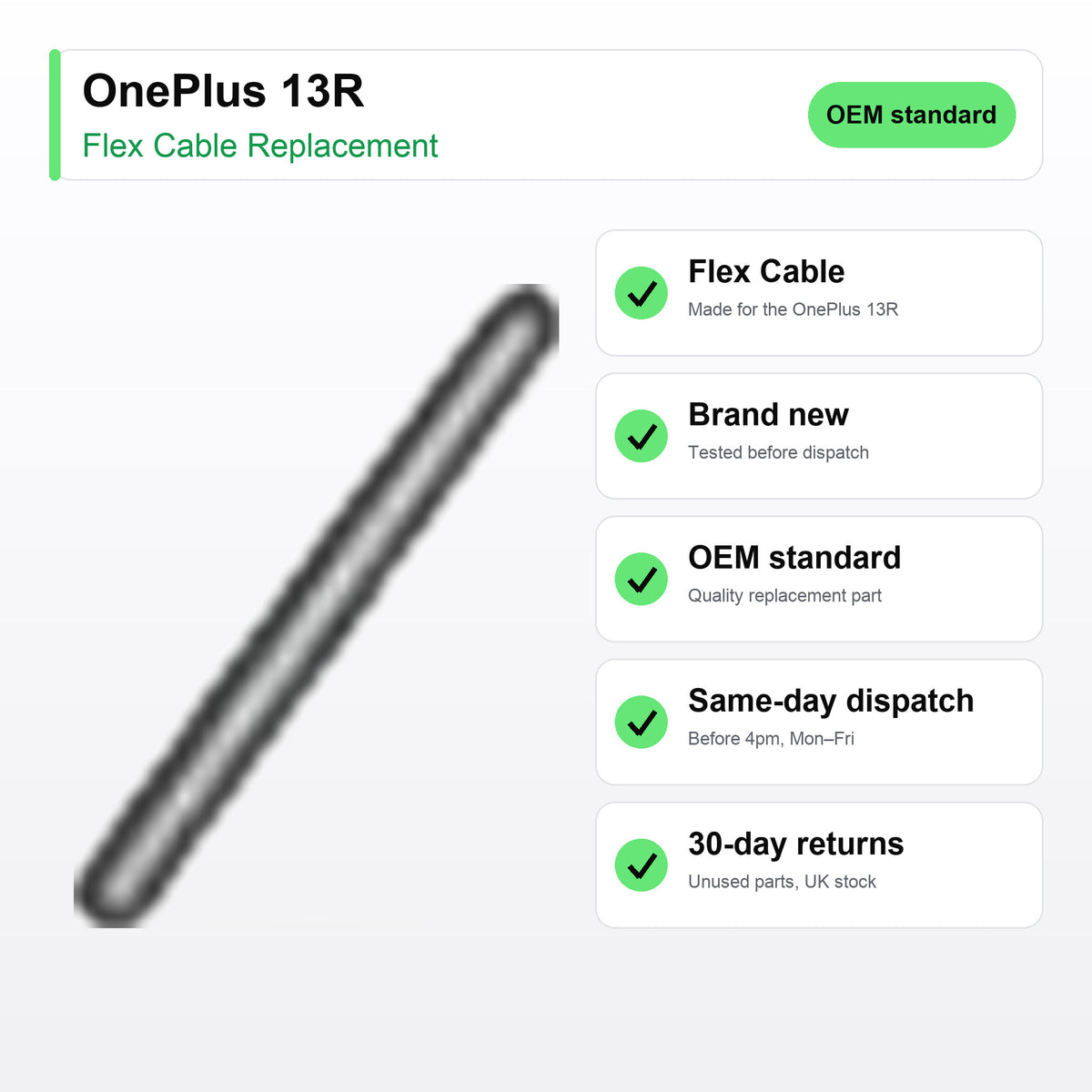 OnePlus 13R flex cable key facts: brand new, tested, same-day UK dispatch