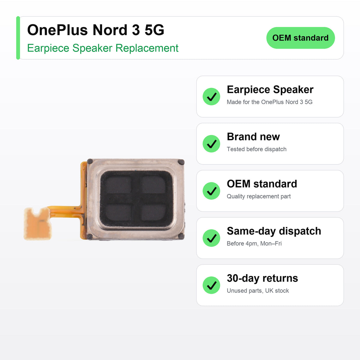 OnePlus Nord 3 5G earpiece speaker key facts: brand new, tested, same-day UK dispatch
