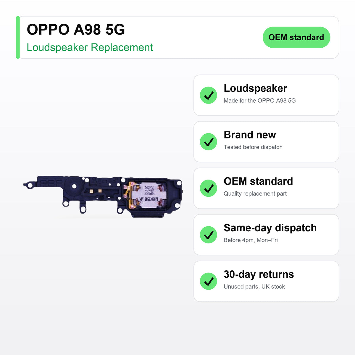 OPPO A98 5G loudspeaker key facts: brand new, tested, same-day UK dispatch