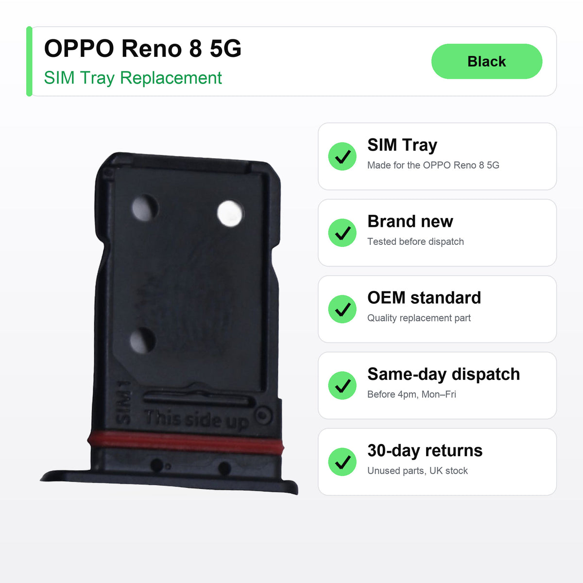 OPPO Reno 8 5G SIM tray key facts: brand new, tested, same-day UK dispatch