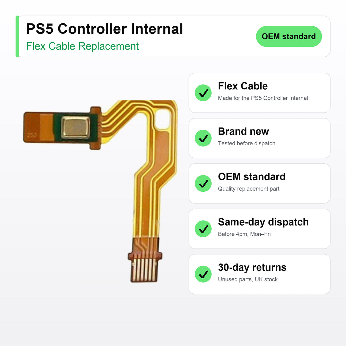 PS5 Controller Internal flex cable key facts: brand new, tested, same-day UK dispatch