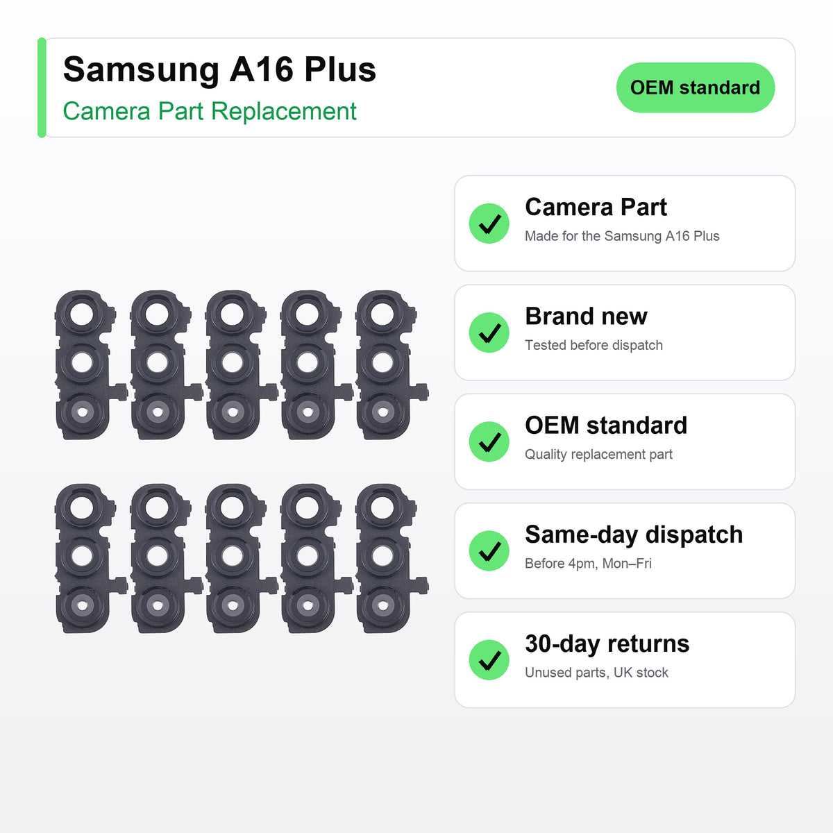 Samsung A16 Plus camera lens key facts: brand new, tested, same-day UK dispatch