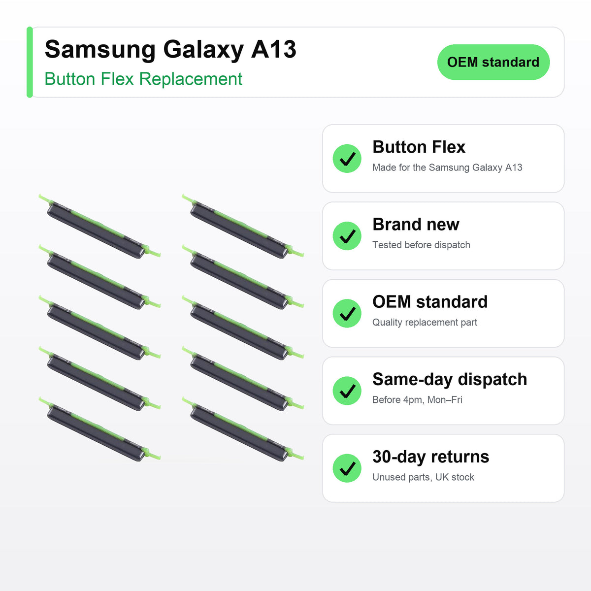 Samsung Galaxy A13 button flex key facts: brand new, tested, same-day UK dispatch