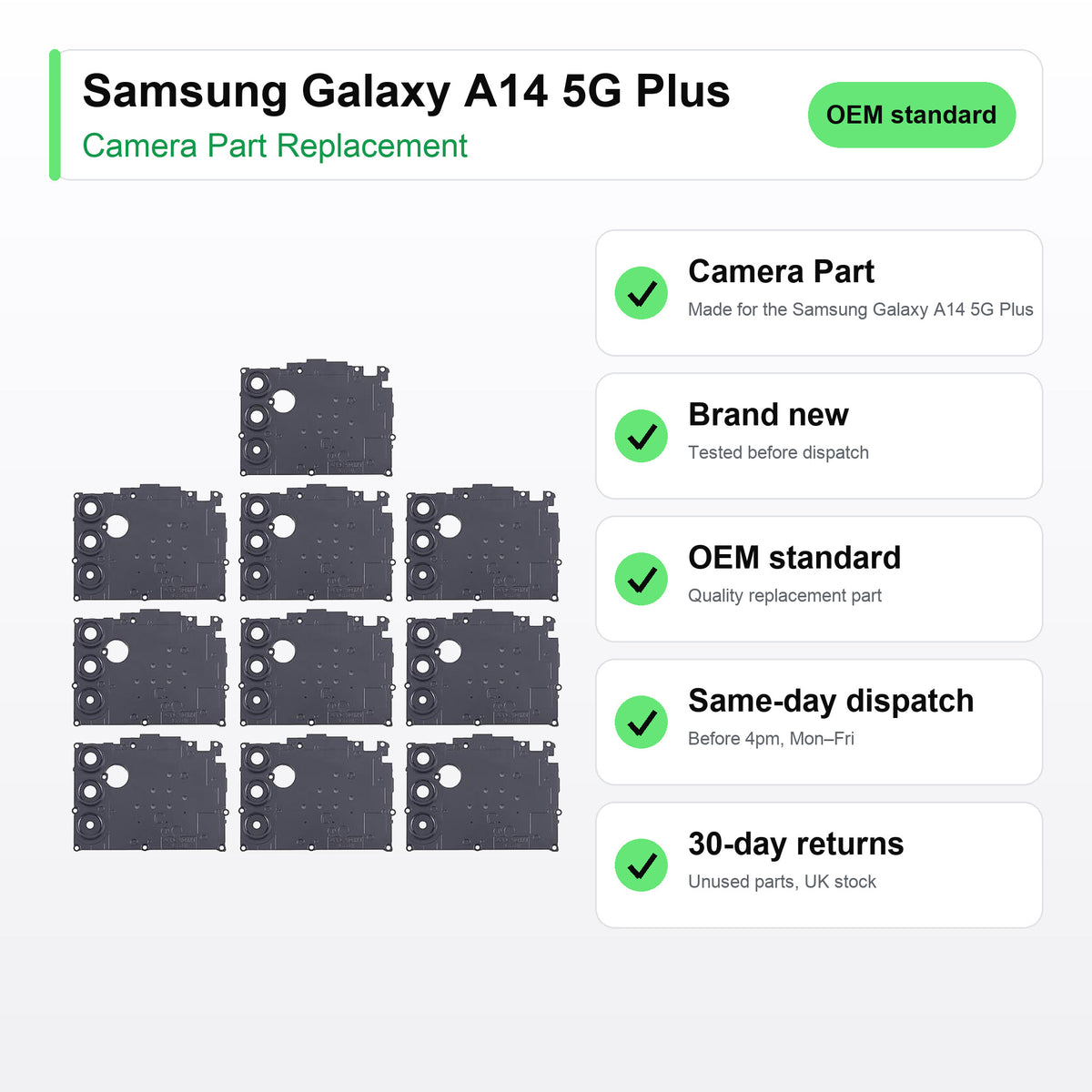 Samsung Galaxy A14 5G Plus camera lens key facts: brand new, tested, same-day UK dispatch