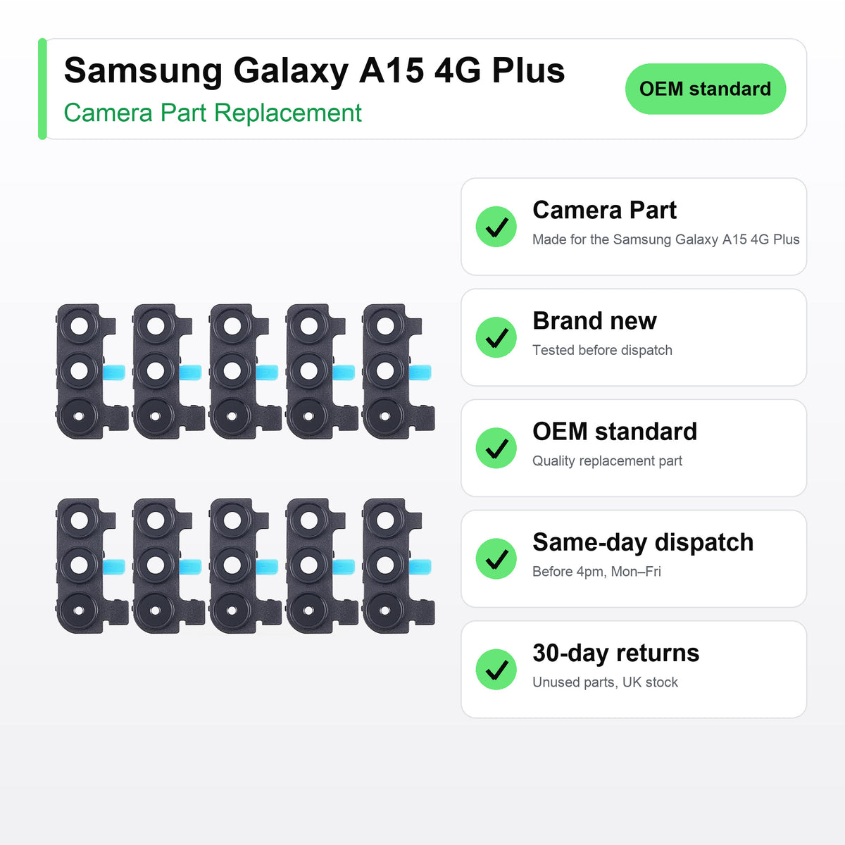Samsung Galaxy A15 4G Plus camera lens key facts: brand new, tested, same-day UK dispatch