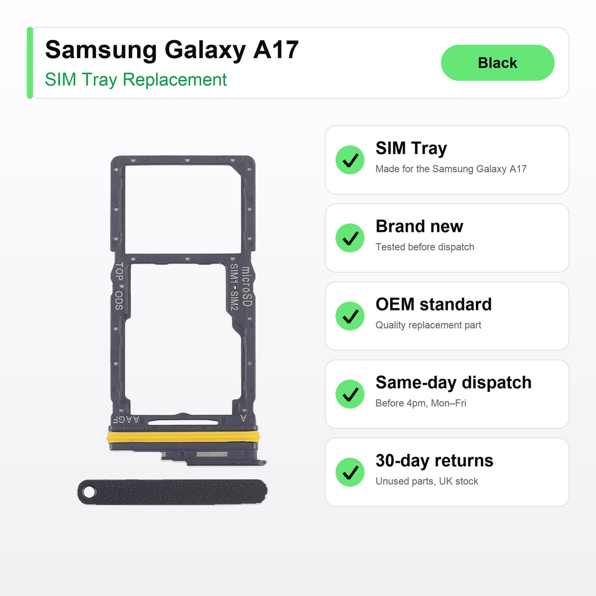 Samsung Galaxy A17 SIM tray key facts: brand new, tested, same-day UK dispatch