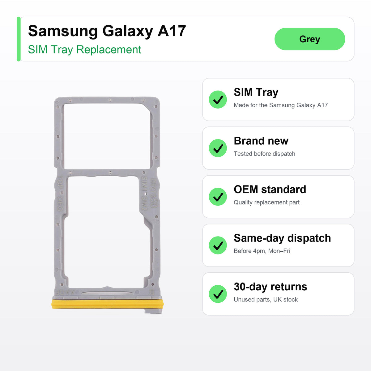 Samsung Galaxy A17 SIM tray key facts: brand new, tested, same-day UK dispatch