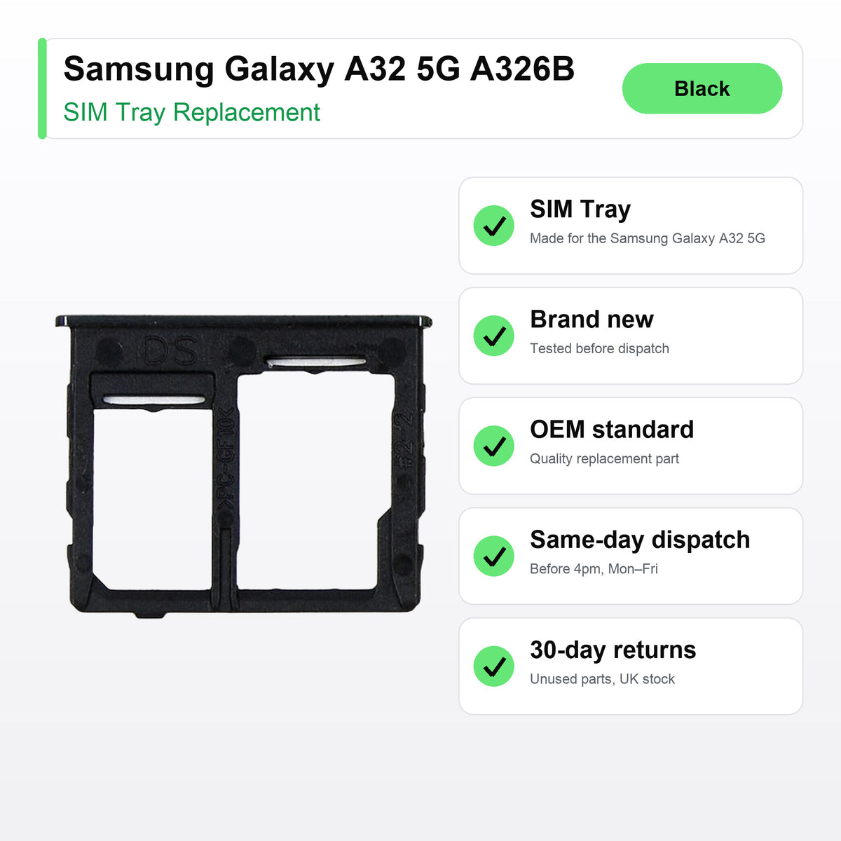 Samsung Galaxy A32 5G A326B SIM tray key facts: brand new, tested, same-day UK dispatch