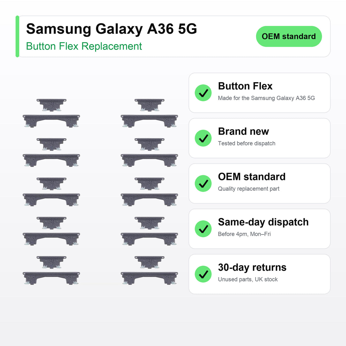 Samsung Galaxy A36 5G button flex key facts: brand new, tested, same-day UK dispatch