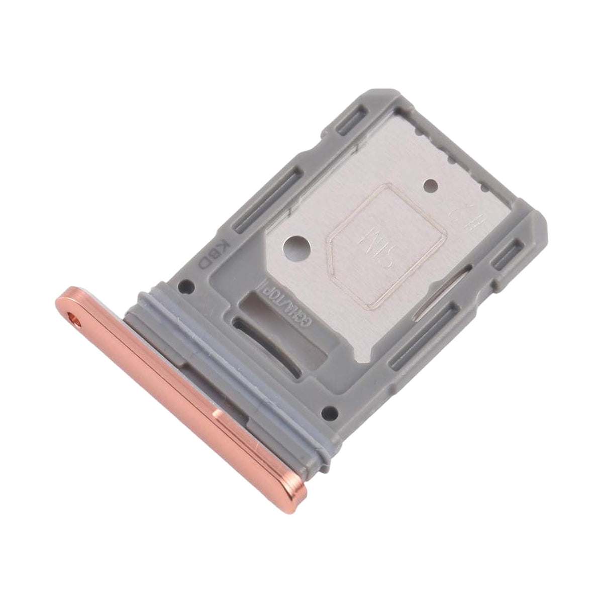 Samsung Galaxy S20 FE SIM card tray in Orange, angled view