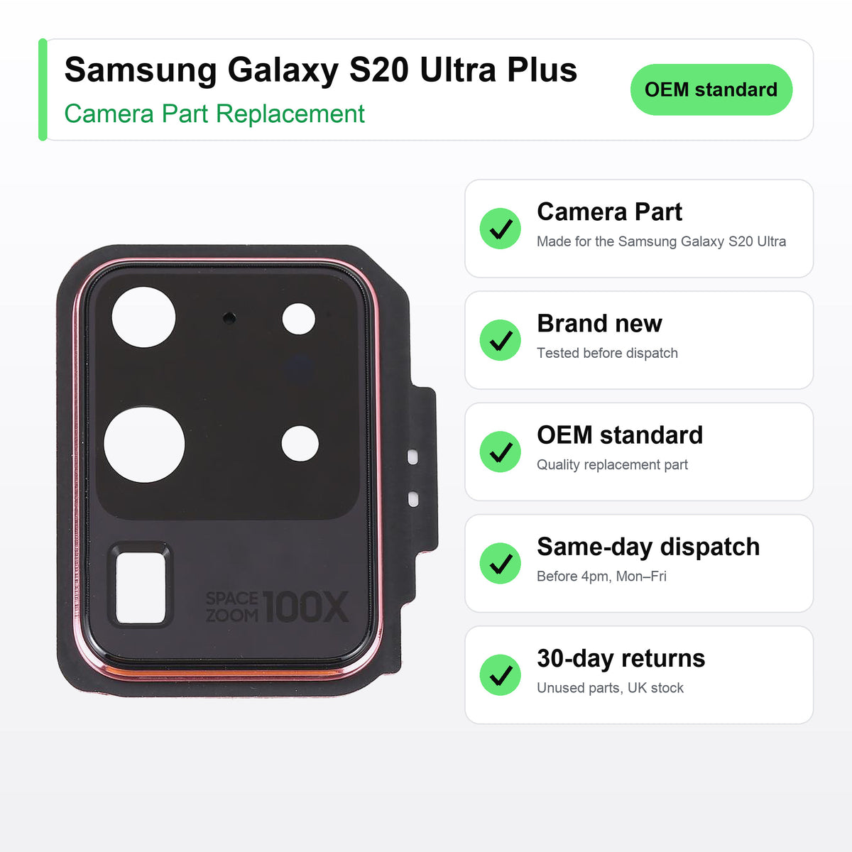 Samsung Galaxy S20 Ultra Plus camera lens key facts: brand new, tested, same-day UK dispatch