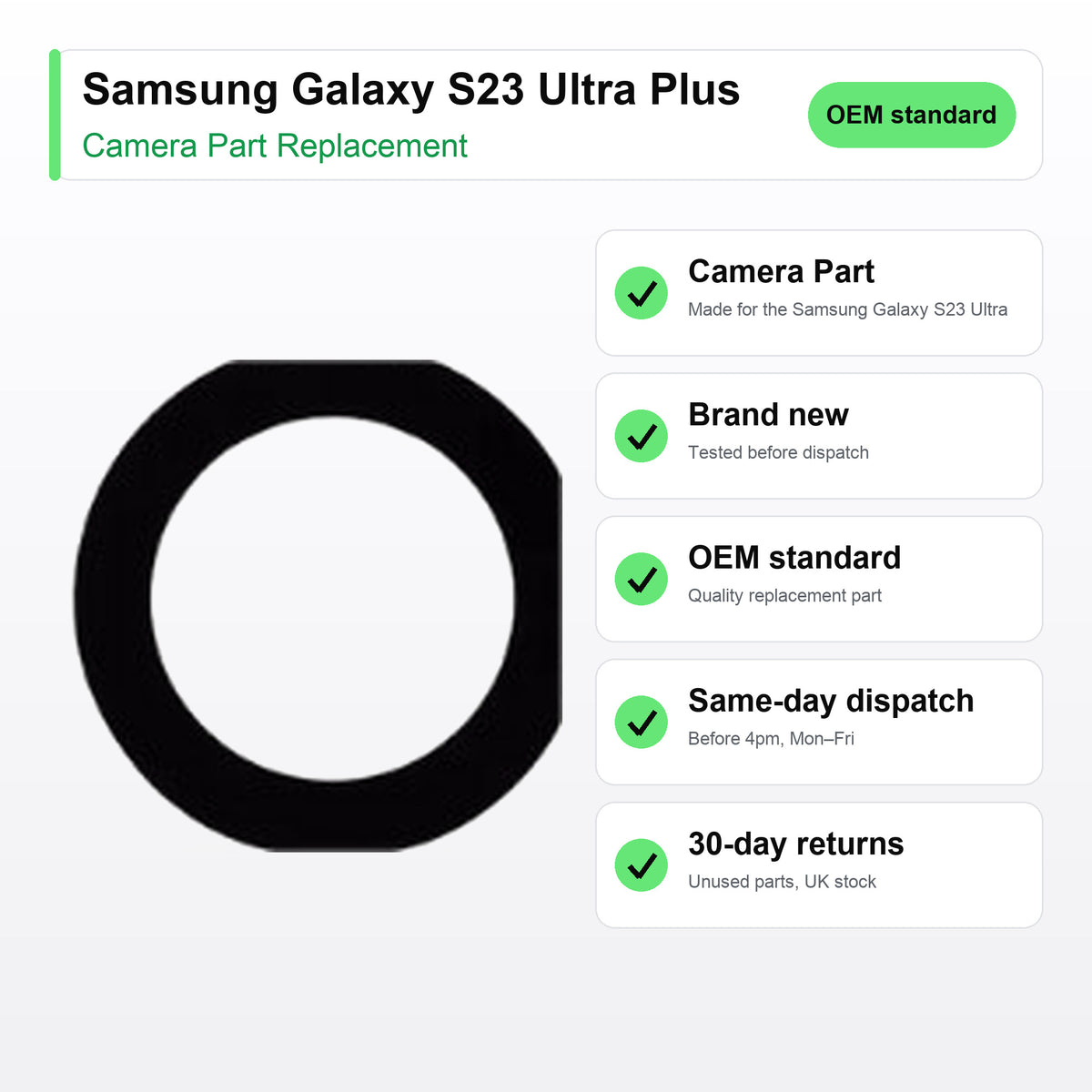 Samsung Galaxy S23 Ultra Plus camera lens key facts: brand new, tested, same-day UK dispatch