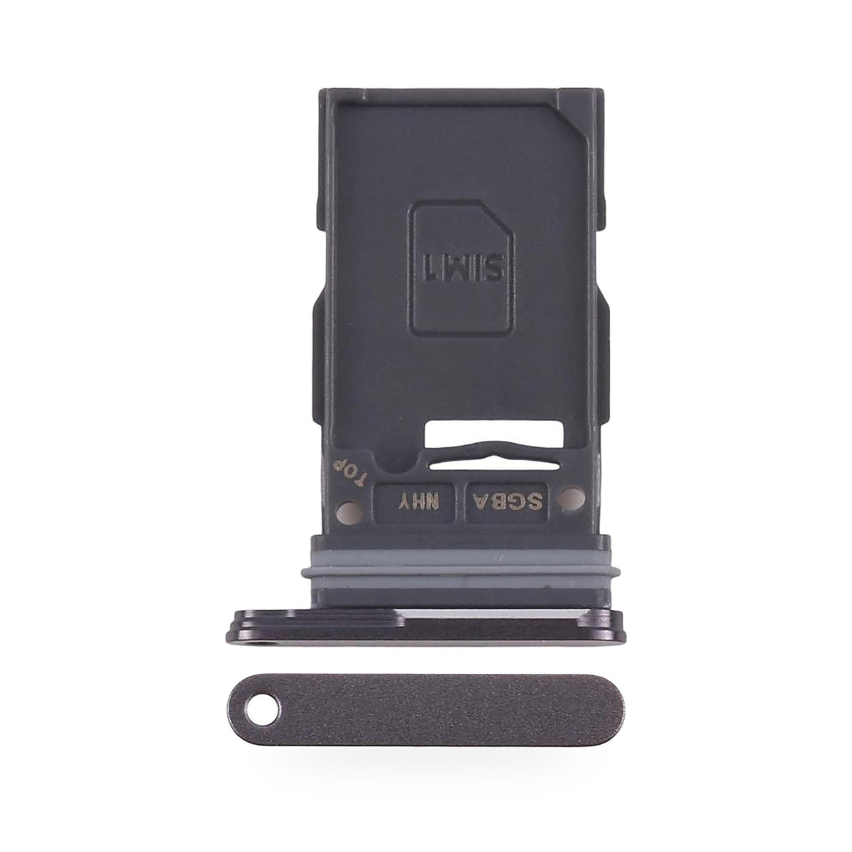 Samsung Galaxy S24 FE SIM Card Tray Holder Replacement (BLACK) - new OEM standard SIM tray on white background
