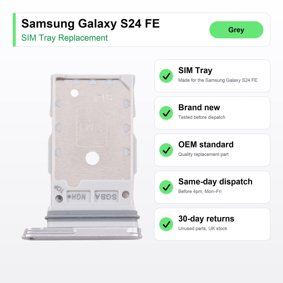 Samsung Galaxy S24 FE SIM tray key facts: brand new, tested, same-day UK dispatch