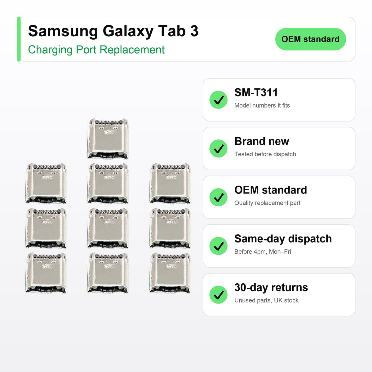 Samsung Galaxy Tab 3 charging port key facts: brand new, tested, same-day UK dispatch