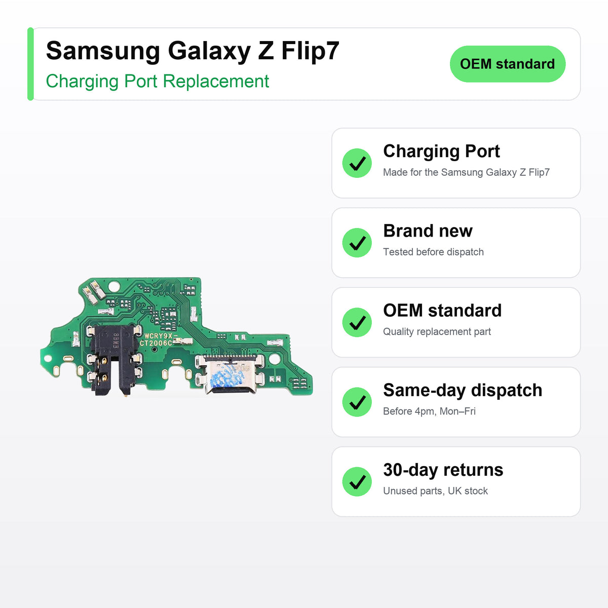 Samsung Galaxy Z Flip7 charging port key facts: brand new, tested, same-day UK dispatch
