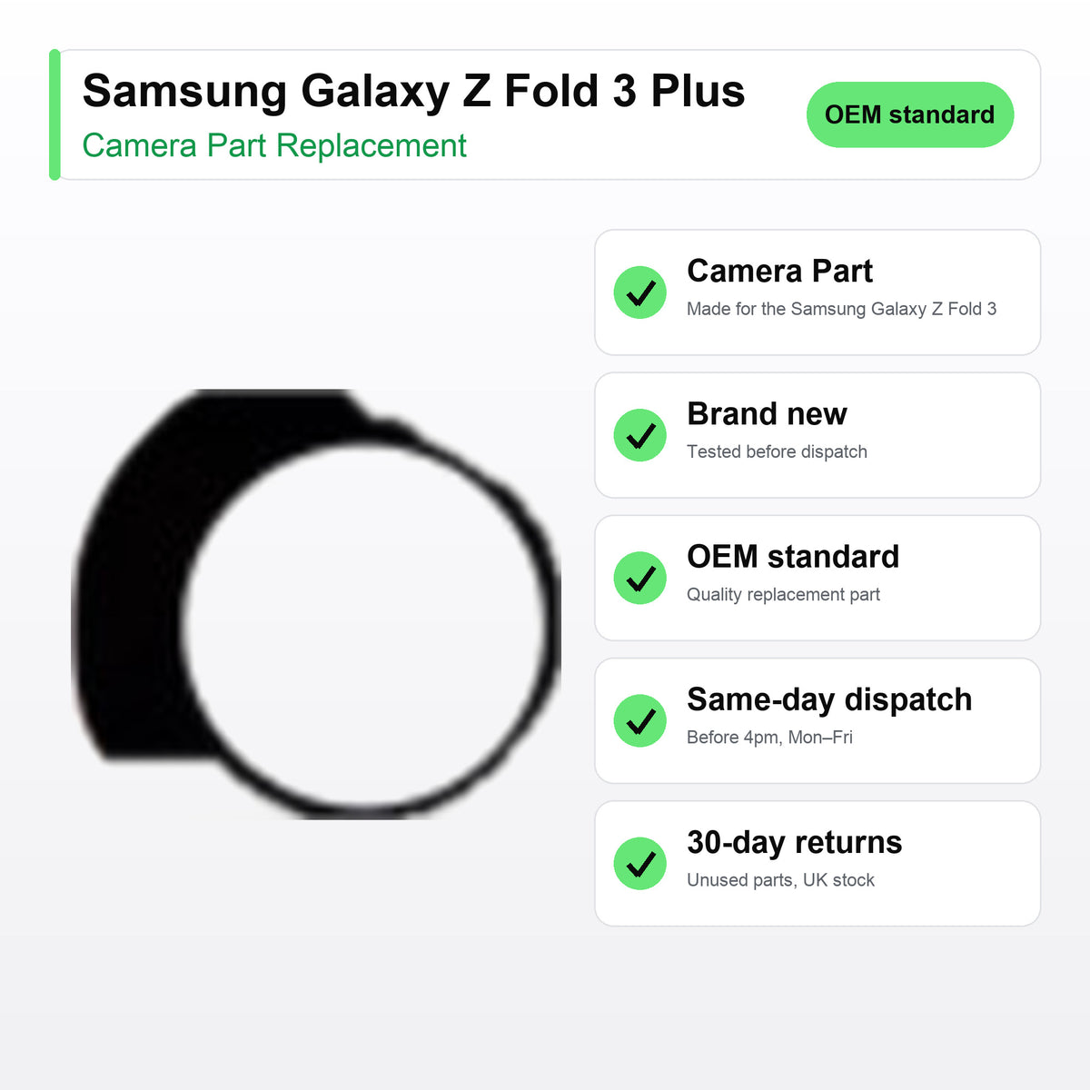 Samsung Galaxy Z Fold 3 Plus camera lens key facts: brand new, tested, same-day UK dispatch