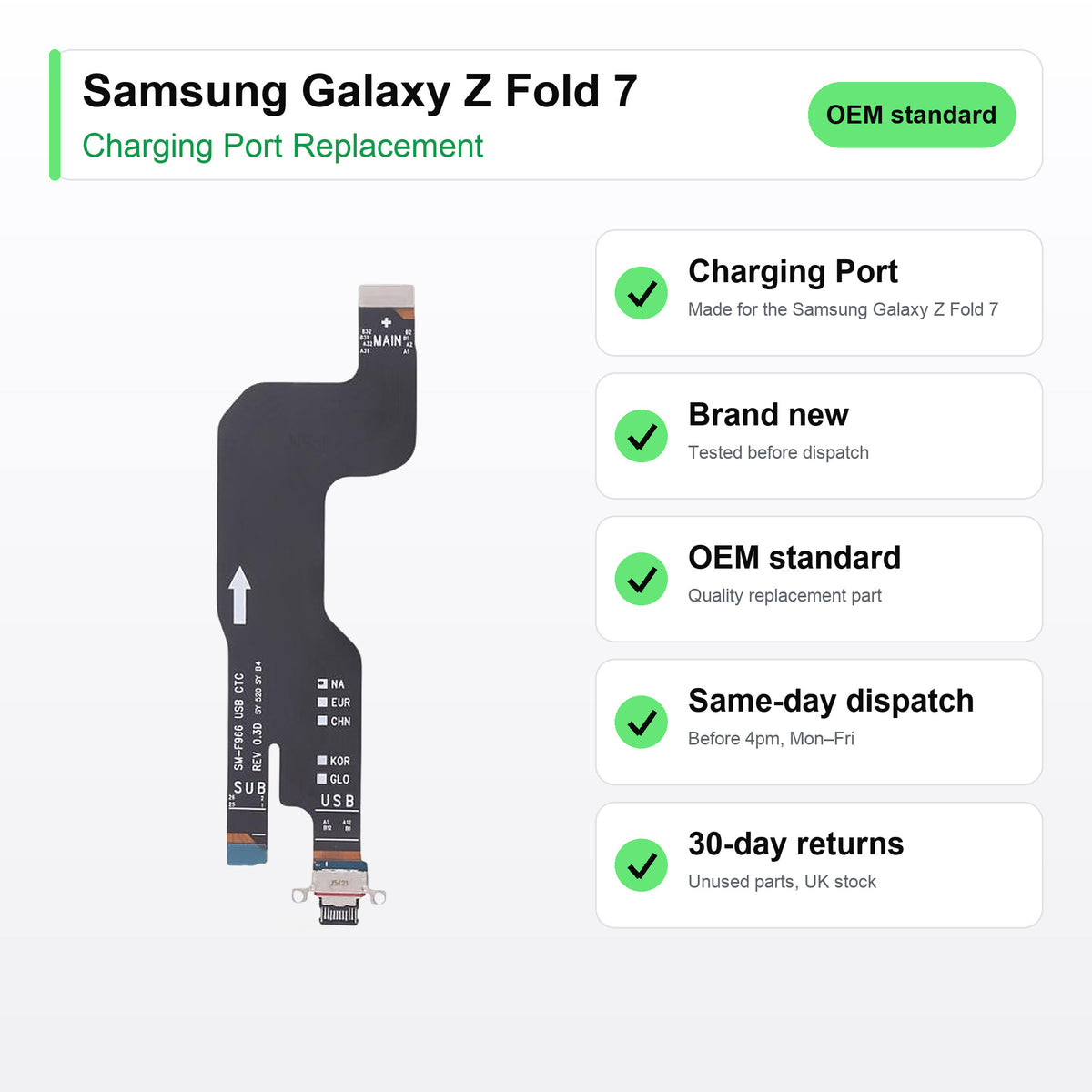 Samsung Galaxy Z Fold 7 charging port key facts: brand new, tested, same-day UK dispatch