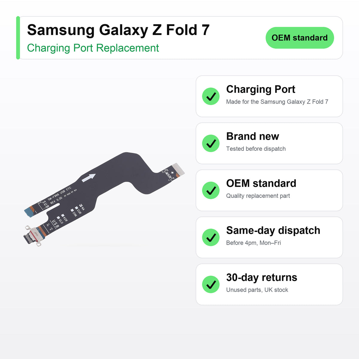 Samsung Galaxy Z Fold 7 charging port key facts: brand new, tested, same-day UK dispatch