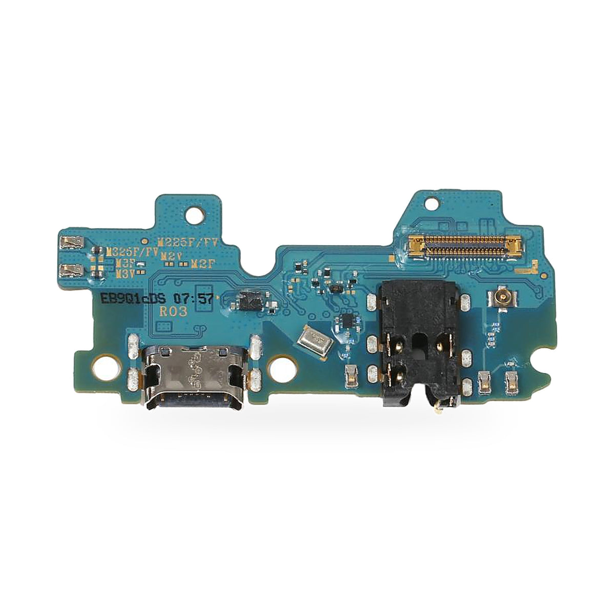 Samsung M32 Charging Port Flex Replacement - new OEM standard charging port on white background