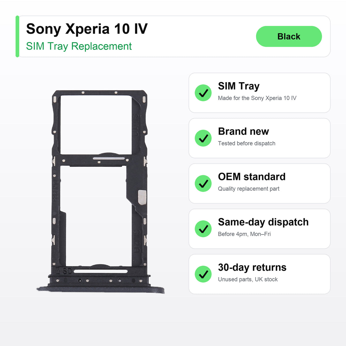 Sony Xperia 10 IV SIM tray key facts: brand new, tested, same-day UK dispatch