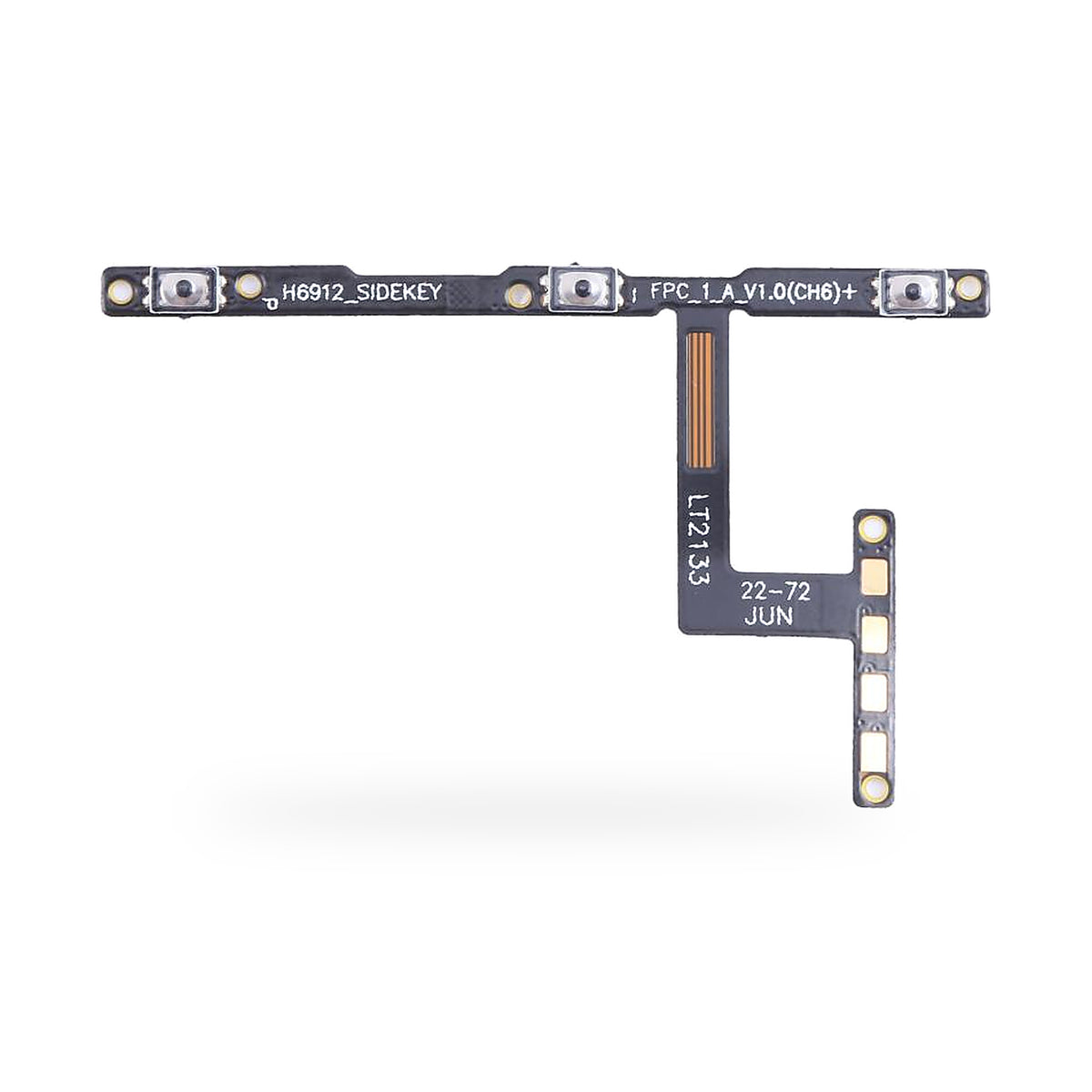 Tecno Camon 18 Power and Volume Button Flex Cable Replacement - new OEM standard button flex on white background