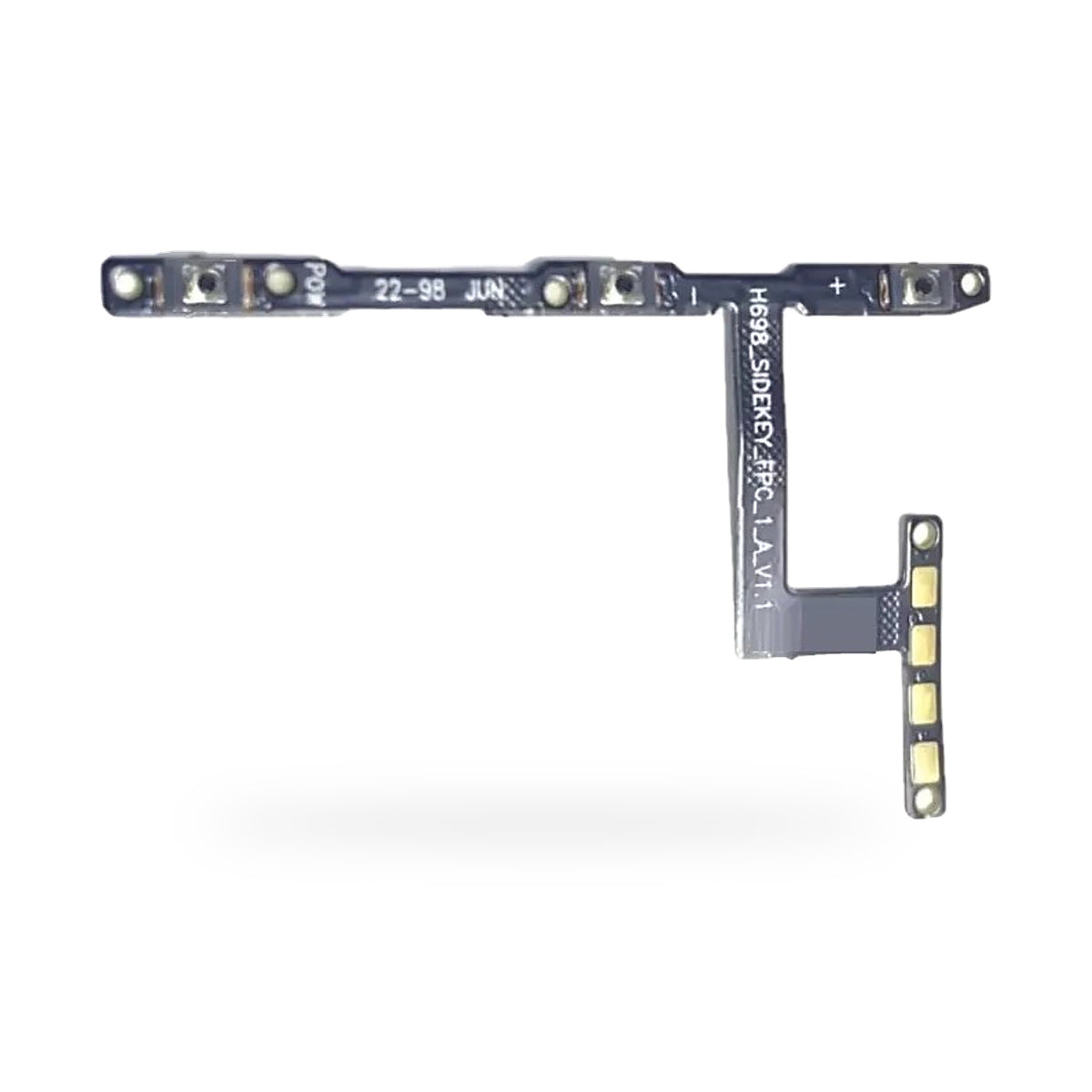 Tecno Spark 8 Pro Power and Volume Button Flex Cable Replacement - new OEM standard button flex on white background