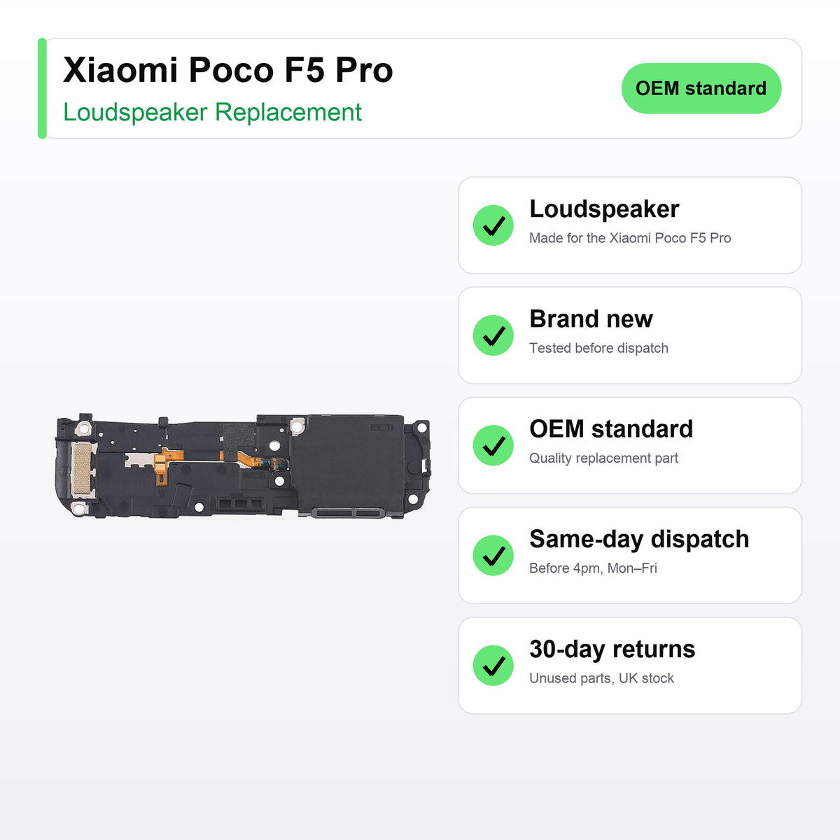Xiaomi Poco F5 Pro loudspeaker key facts: brand new, tested, same-day UK dispatch