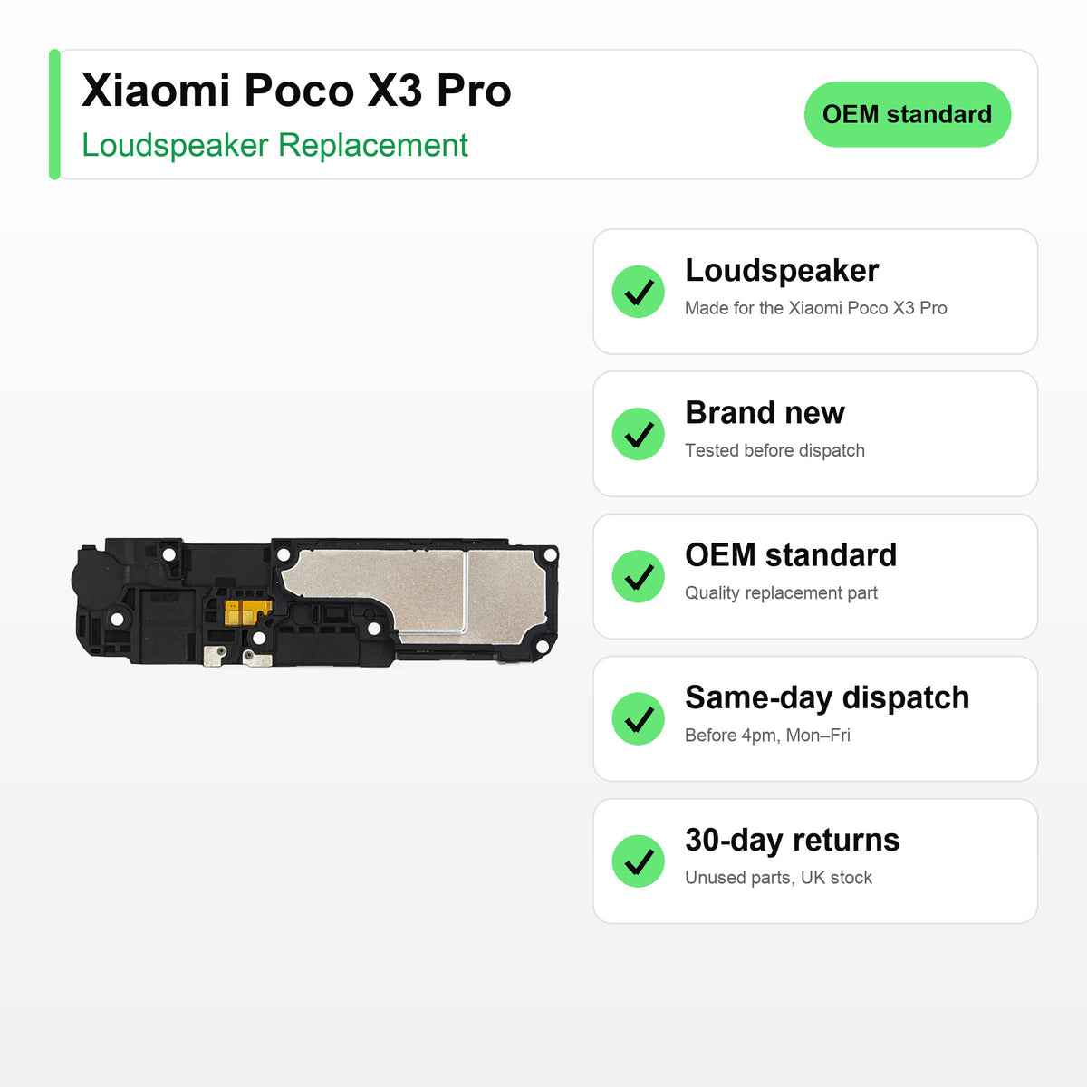 Xiaomi Poco X3 Pro loudspeaker key facts: brand new, tested, same-day UK dispatch
