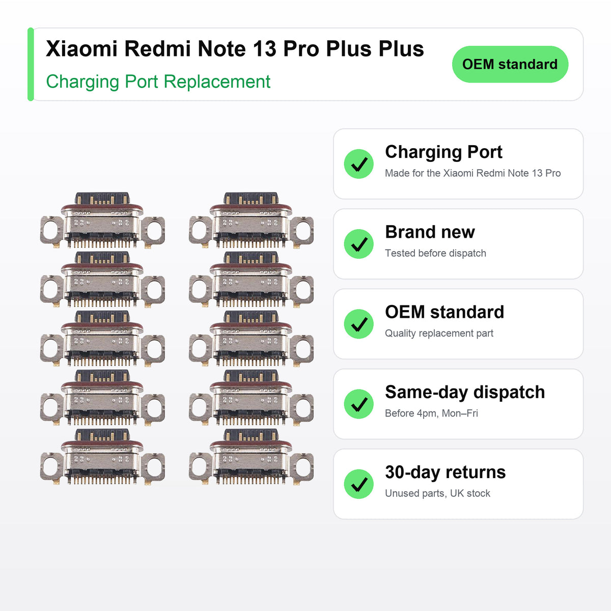 Xiaomi Redmi Note 13 Pro Plus Plus charging port key facts: brand new, tested, same-day UK dispatch