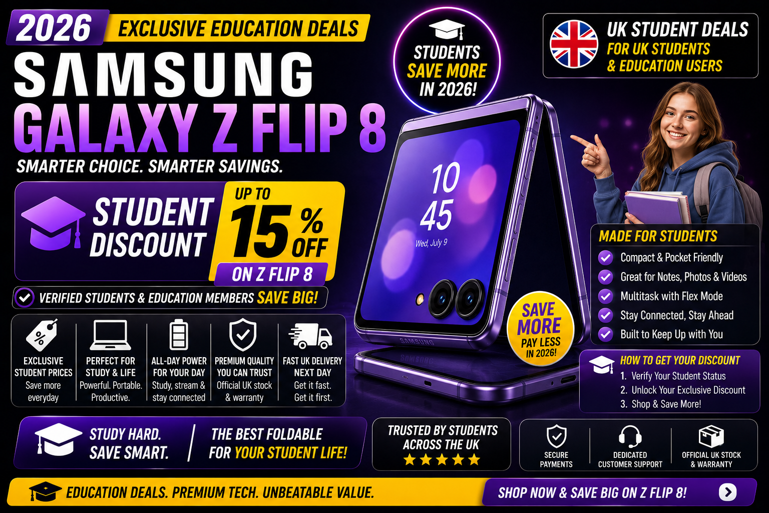Samsung Galaxy Z Flip 8 Student Discount UK: Education Store, Deals and How to Save in 2026