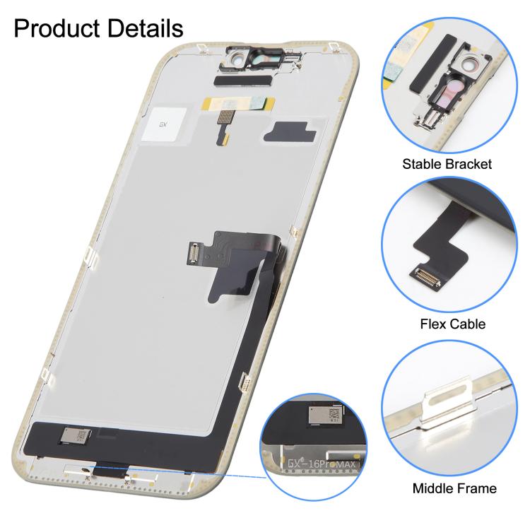 iPhone 16 Pro Max Soft OLED Screen Replacement Display Assembly with Digitizer