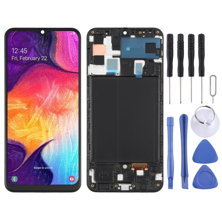 For Galaxy A50 Super AMOLED LCD Screen Digitizer Full Assembly with Frame
