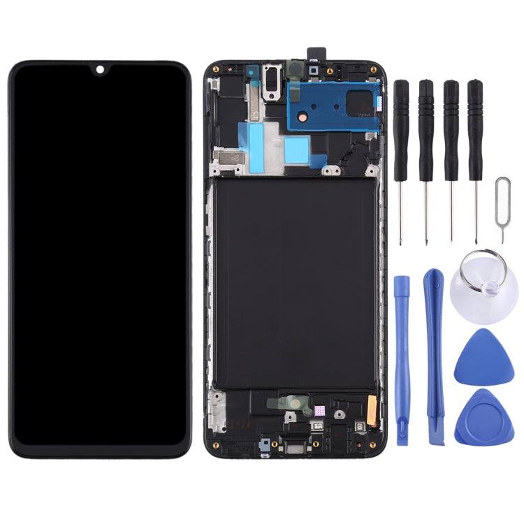 For Samsung Galaxy A70 Super AMOLED Material LCD Screen and Digitizer Full Assembly with Frame
