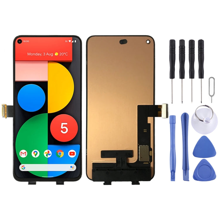 OLED Material LCD Screen and Digitizer Full Assembly for Google Pixel 5 GD1YQ GTT9Q, For Google Pixel 5