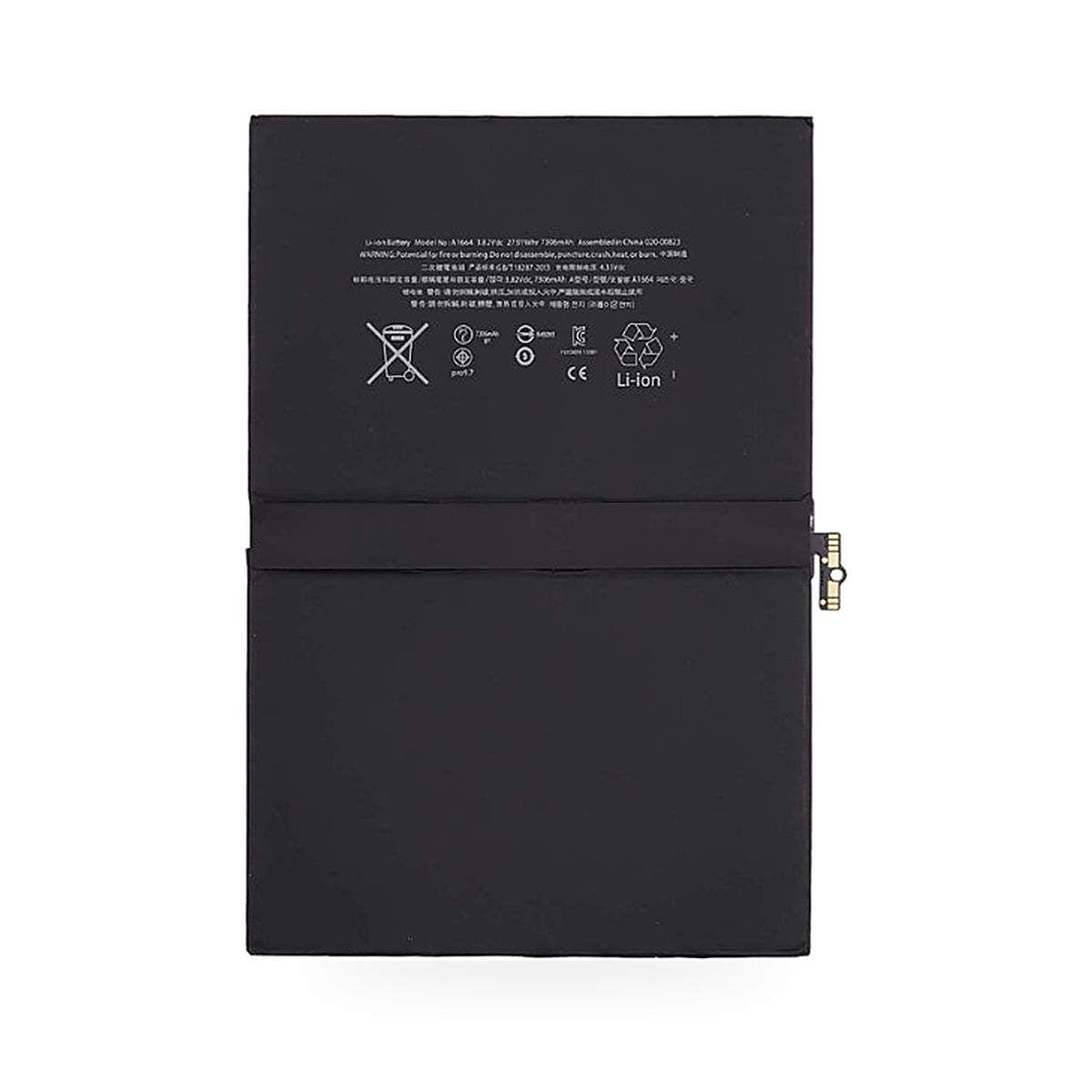 Apple iPad Pro 9.7" replacement battery, front view on white background