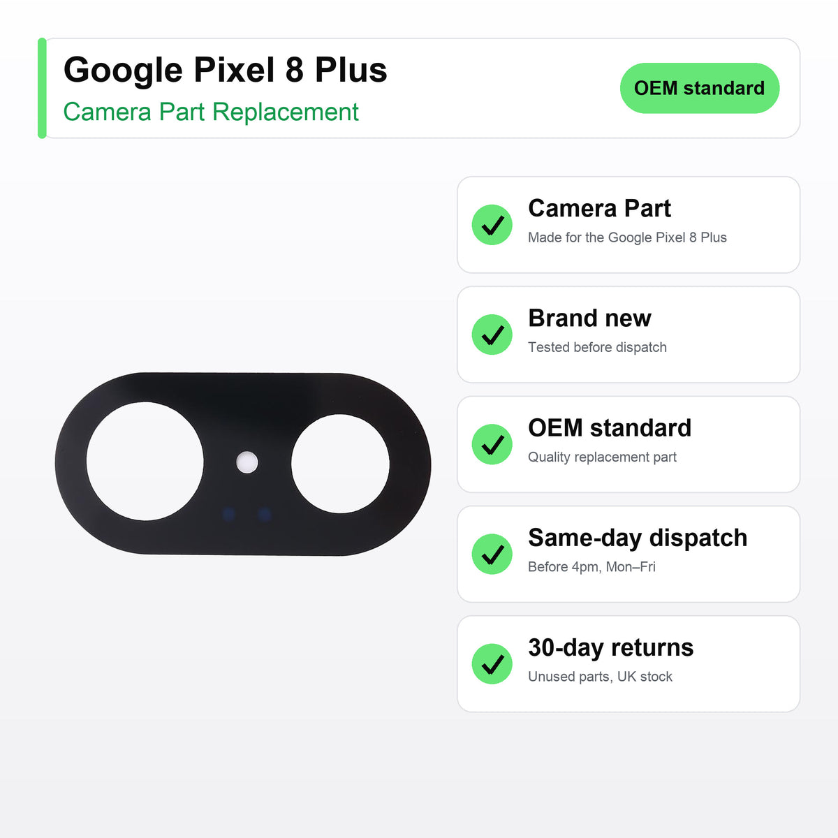 Google Pixel 8 Plus camera lens key facts: brand new, tested, same-day UK dispatch