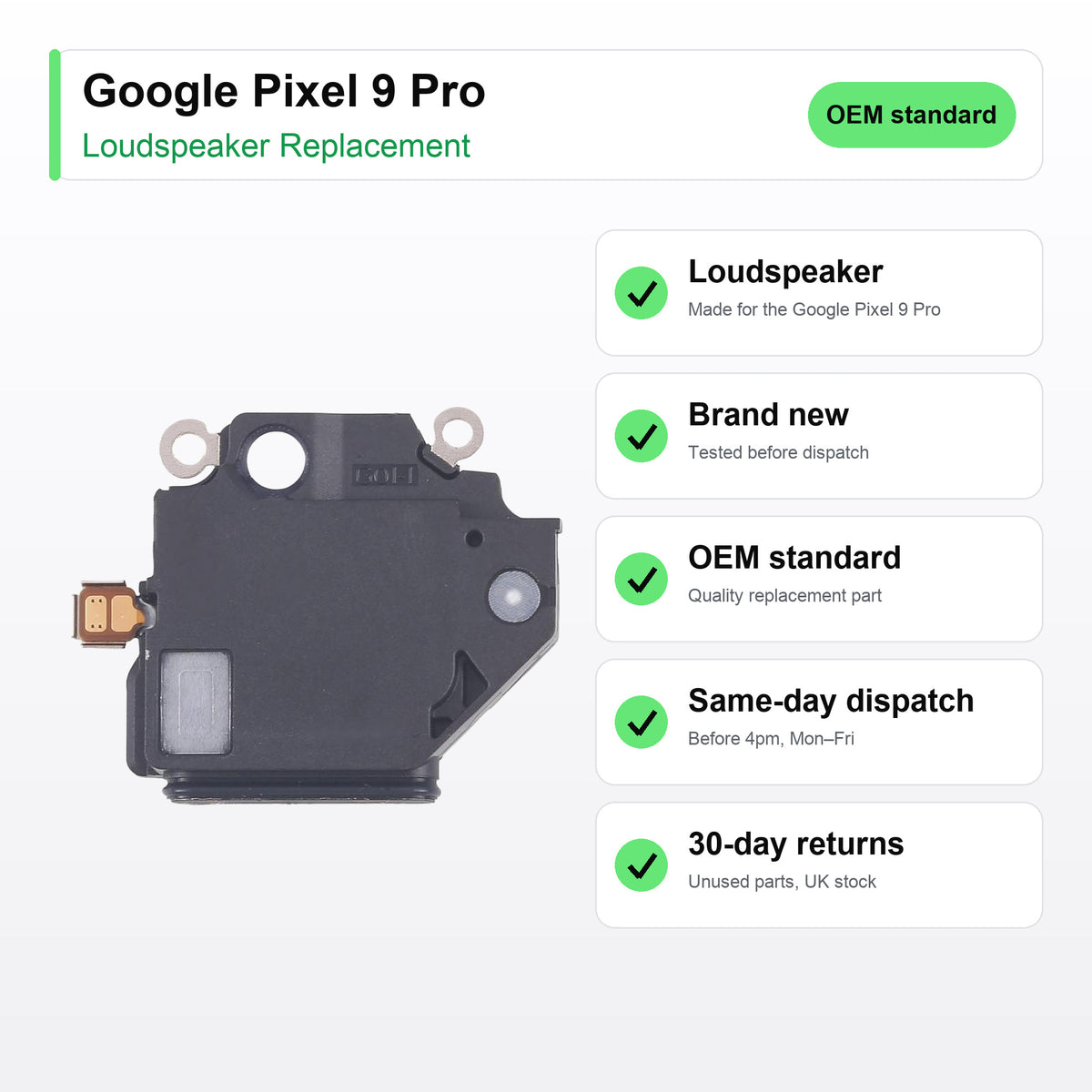Google Pixel 9 Pro loudspeaker key facts: brand new, tested, same-day UK dispatch