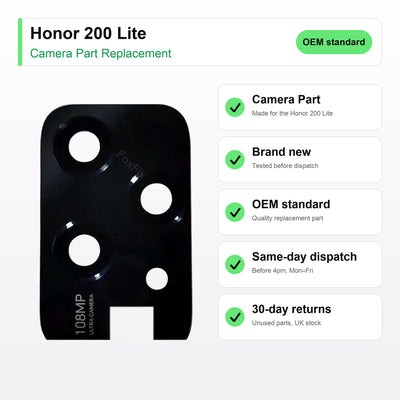 Honor 200 Lite camera lens key facts: brand new, tested, same-day UK dispatch