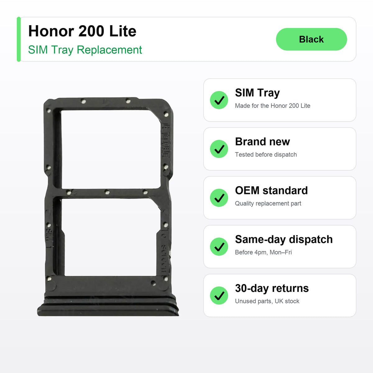 Honor 200 Lite SIM tray key facts: brand new, tested, same-day UK dispatch