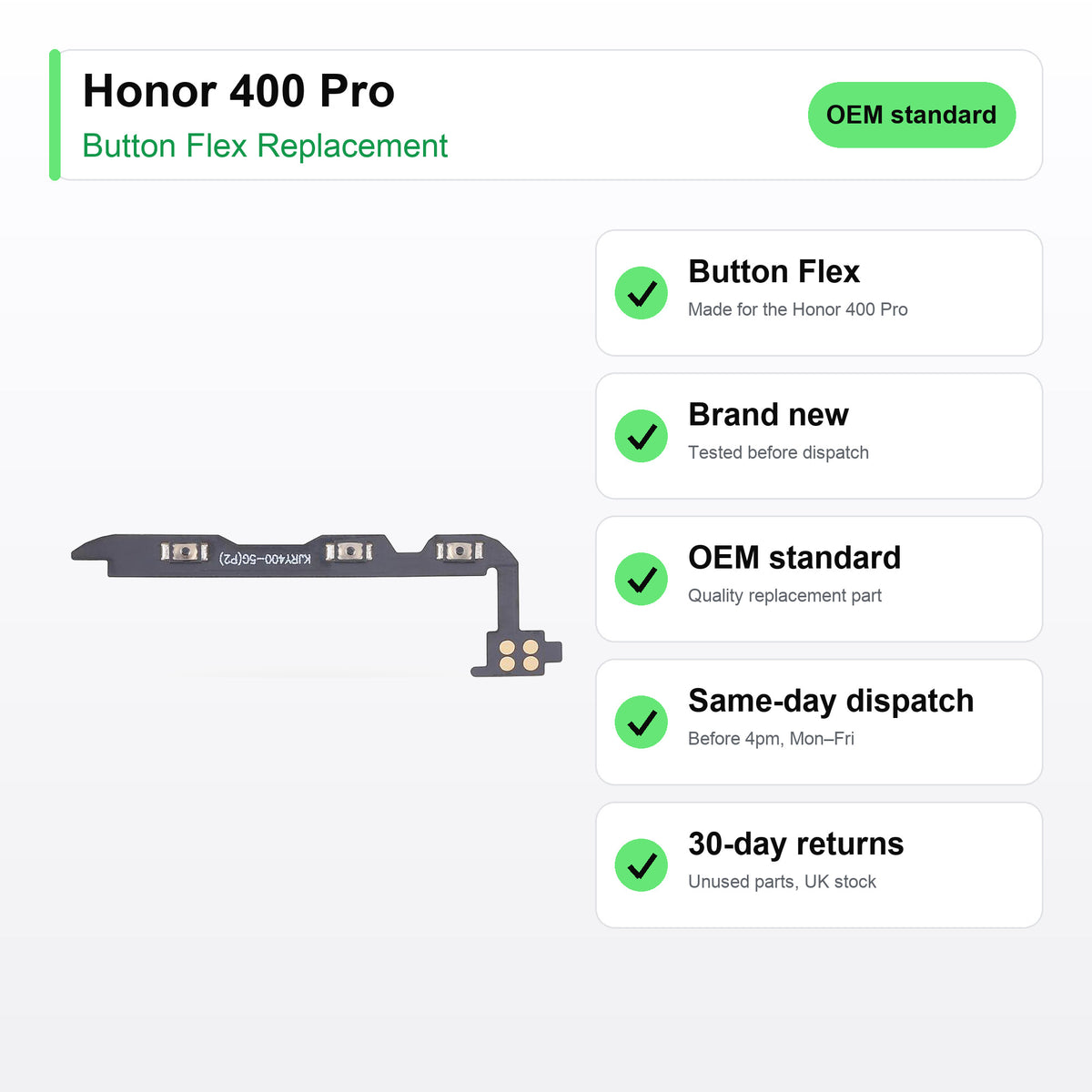 Honor 400 Pro button flex key facts: brand new, tested, same-day UK dispatch