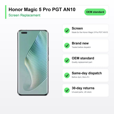 Honor Magic 5 Pro PGT AN10 screen key facts: brand new, tested, same-day UK dispatch