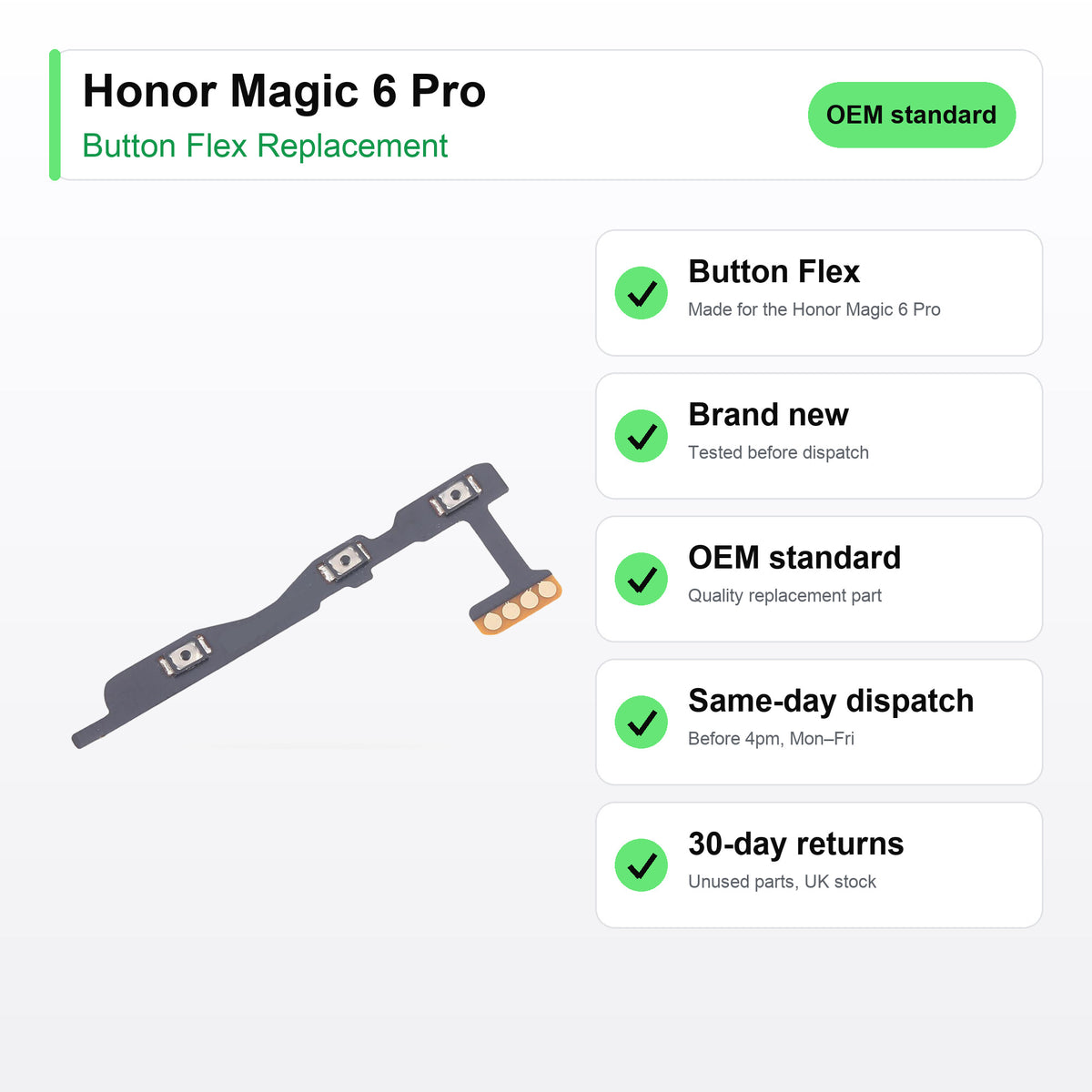 Honor Magic 6 Pro button flex key facts: brand new, tested, same-day UK dispatch
