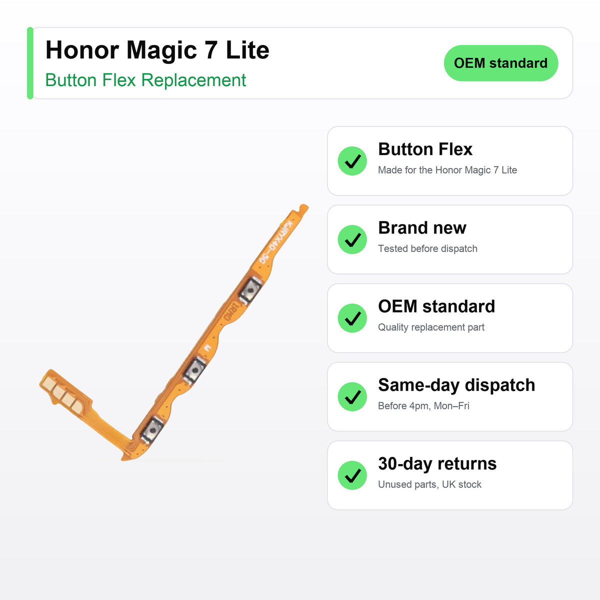 Honor Magic 7 Lite button flex key facts: brand new, tested, same-day UK dispatch
