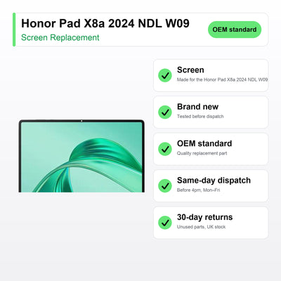 Honor Pad X8a 2024 NDL W09 screen key facts: brand new, tested, same-day UK dispatch