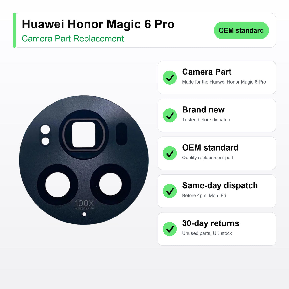 Huawei Honor Magic 6 Pro camera lens key facts: brand new, tested, same-day UK dispatch