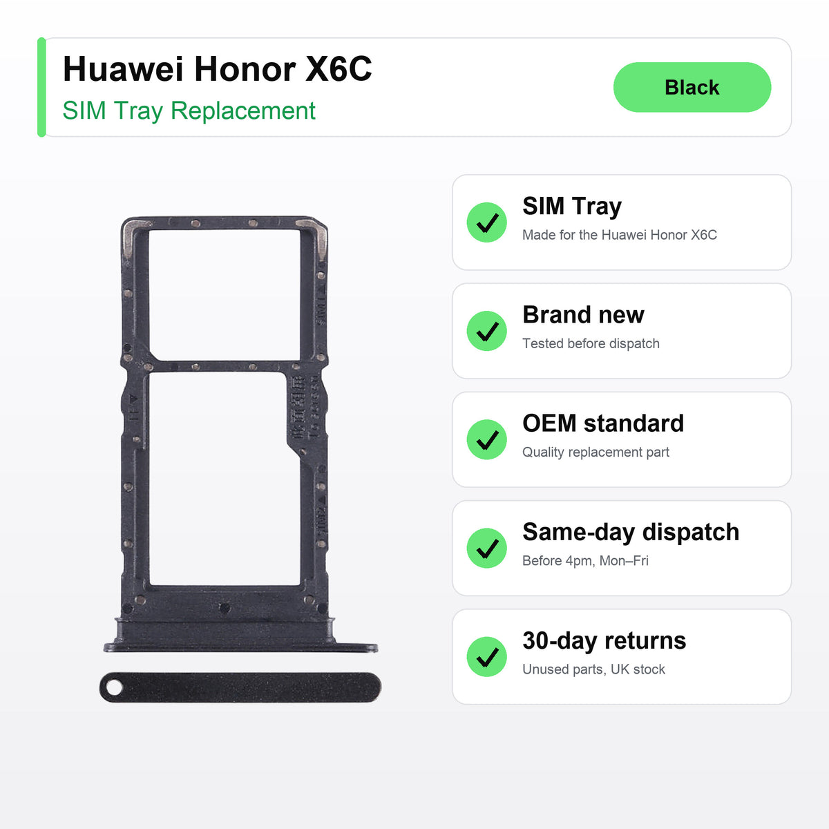 Huawei Honor X6C SIM tray key facts: brand new, tested, same-day UK dispatch
