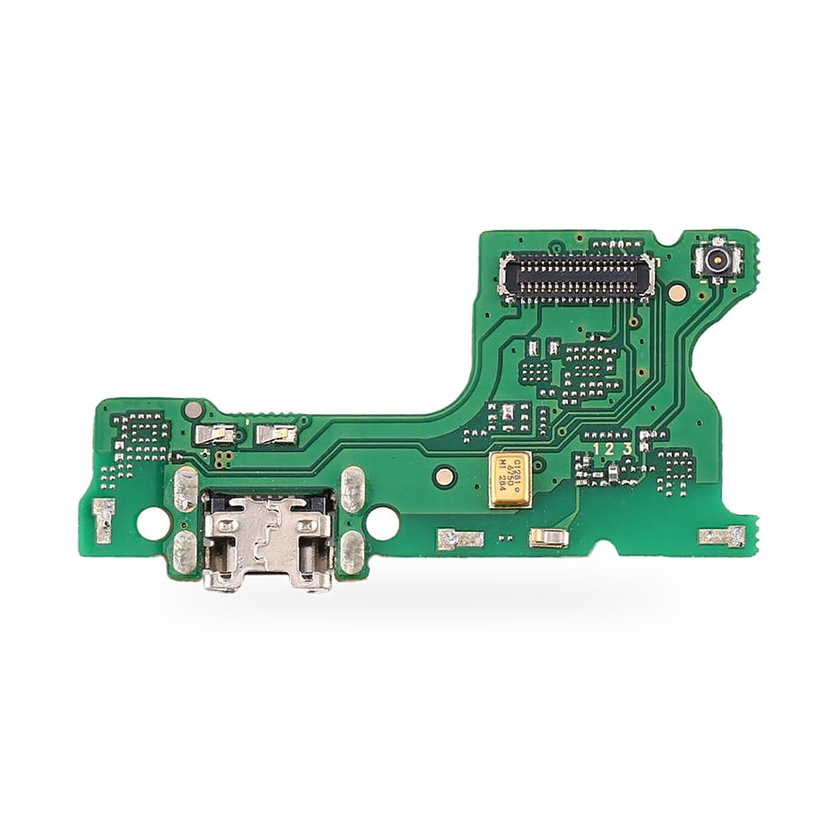 Huawei Y7 Prime Charging Port Flex Replacement - new OEM standard charging port on white background