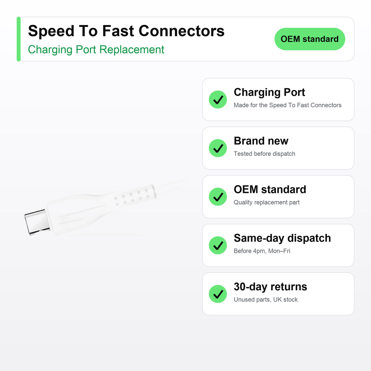Speed To Fast Connectors Charging Port Replacement key facts